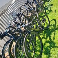 Bikes stacked up, Barcelona, Grand Depart