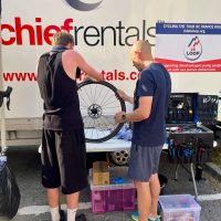 Connor working on wheel with AJ