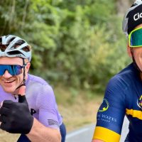 Happy riders, thumbs up