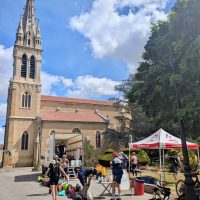 Pyrenees church and feed stop