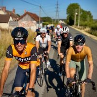 Sunkissed peloton head-on