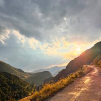 Sunset mountain road